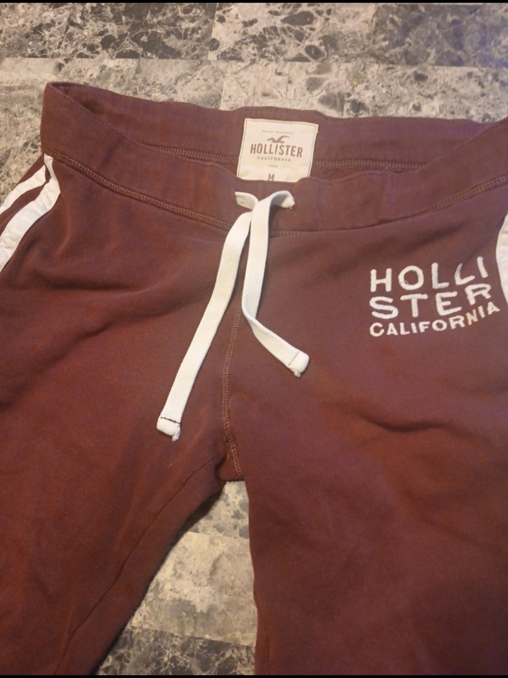 Hollister Burgundy Joggers with White Drawstring